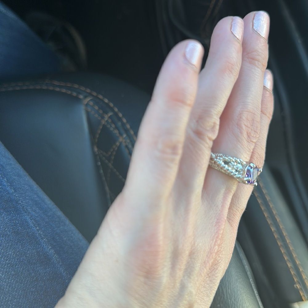 Amethyst Colored Silver Ring - image 3